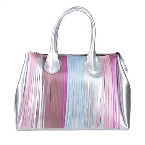Metallic fringe tote.